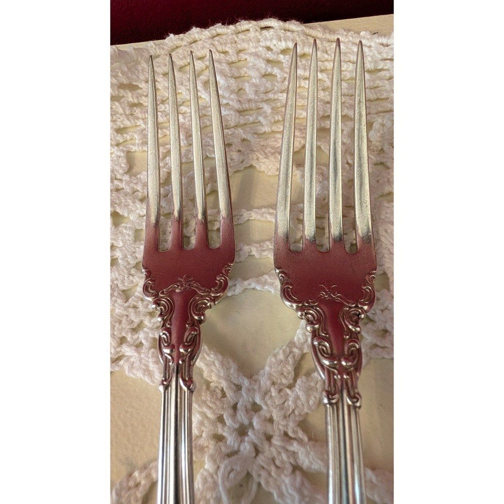Antique Gorham Chantilly Sterling Silver 7" Dinner Forks Set of 2 Monogram "M" - Picture 4 of 8